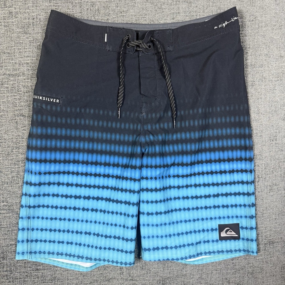 Quicksilver Highline Board Shorts Mens 28 Swim Trunks Blue‎ Black Beach Stretch